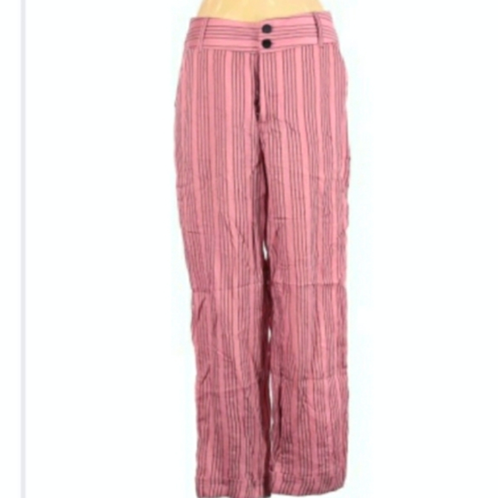 Zara TRF Collection Mauve Striped Pants Black Stripes Small Breezy